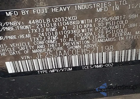 2014 Subaru Forester 2.5I z USA, uszkodzony, nr VIN JF2SJAAC0EH521198